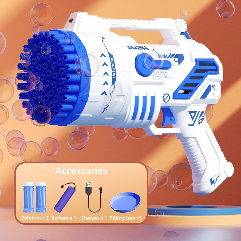 LED Bubble Rocket Blaster 69 Hole Light-Up Machine with USB Recharge