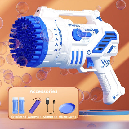 LED Bubble Rocket Blaster 69 Hole Light-Up Machine with USB Recharge