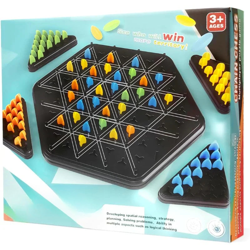 Triangle Chain Strategy Board Game – Educational Puzzle Game for Kids & Family