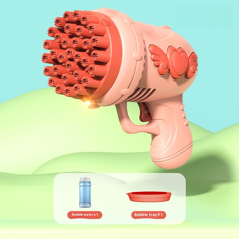 LED Bubble Rocket Blaster 69 Hole Light-Up Machine with USB Recharge