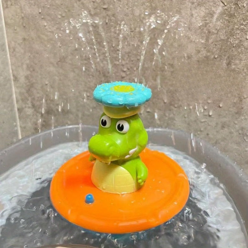 Crown Splash Crocodile LED Bath Fountain Toy – 6 Spray Caps & Spinning Light Show